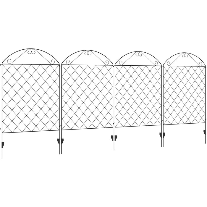 4Pc Black Garden Metal Border Fence 43in