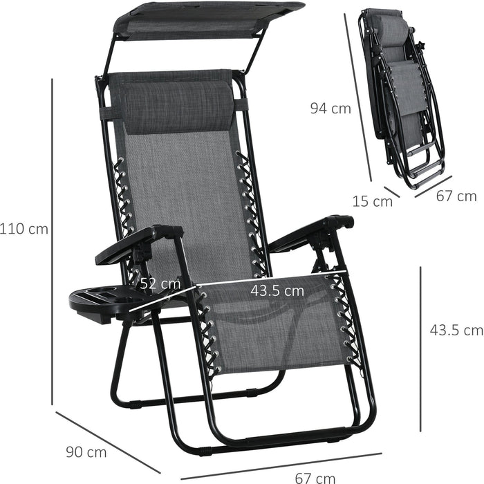 Zero Gravity Chair with Canopy - Grey