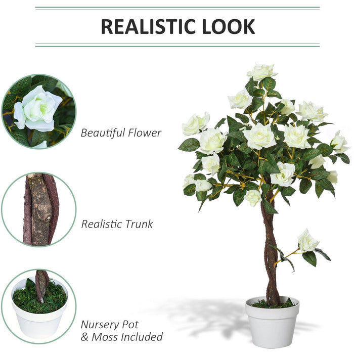 90cm Artificial Rose Tree, 21 Flowers, Indoor/Outdoor Décor