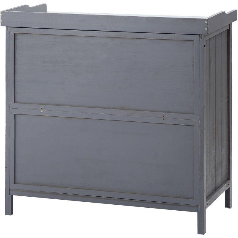 Outdoor Tool Shed & Potting Bench - Galvanized Top - Grey