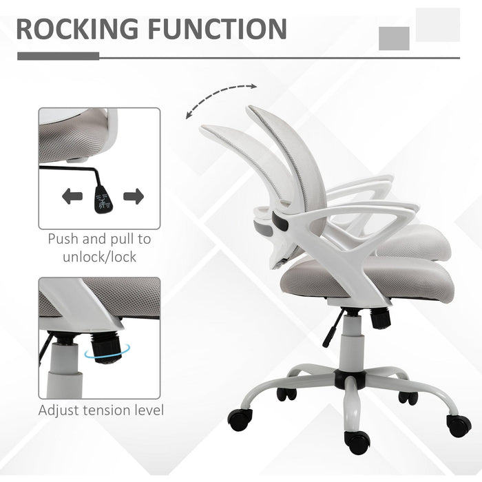 Grey Mesh Office Chair with Lumbar Support & Armrests