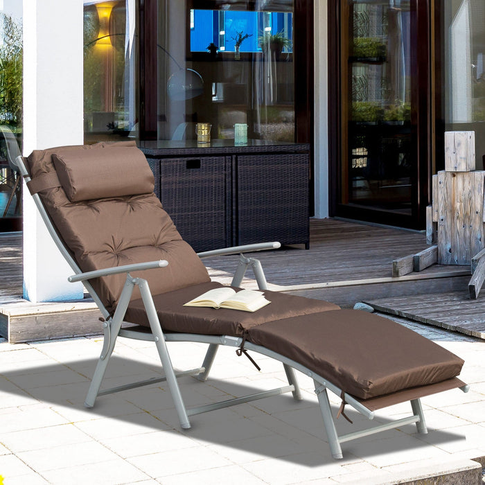 Patio Texteline Sun Lounger, Foldable, Pillow, Cushion