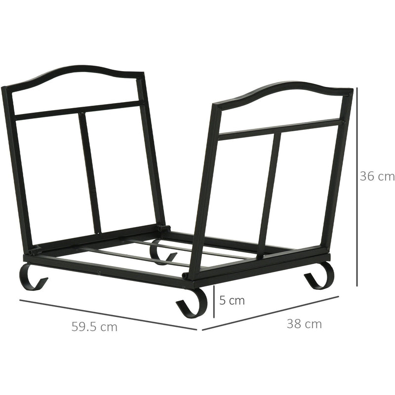 Log Rack For Fireplace, Scrolls, 48x34x37cm, Black