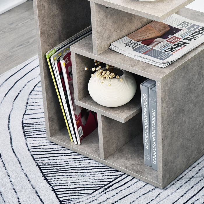 Geometric Side Table with Open Shelves, Living Room
