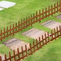 Wooden Border Fences, 60L x 1D x 34H cm, Pack of 12, Brown Outsunny