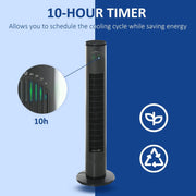 30" Tower Fan with Remote, Oscillation, 10h Timer, LED Light Homcom