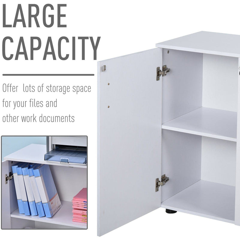 2 Tier Locking Office Cabinet, Melamine Coat, Aluminium Handles
