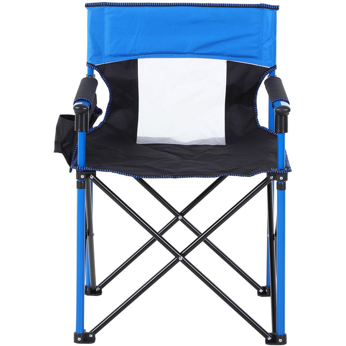 Blue Folding Camping Chair with Pockets
