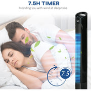 70° Oscillating Tower Fan with Remote, 3 Speed, 7.5h Timer Homcom