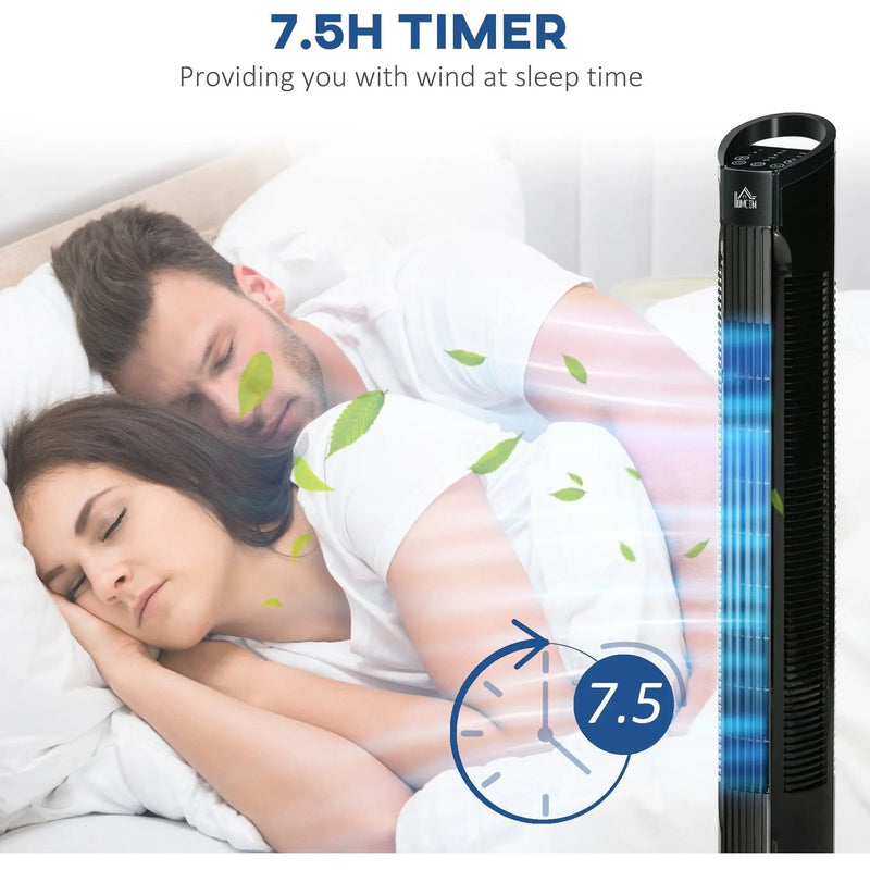 70° Oscillating Tower Fan with Remote, 3 Speed, 7.5h Timer Homcom