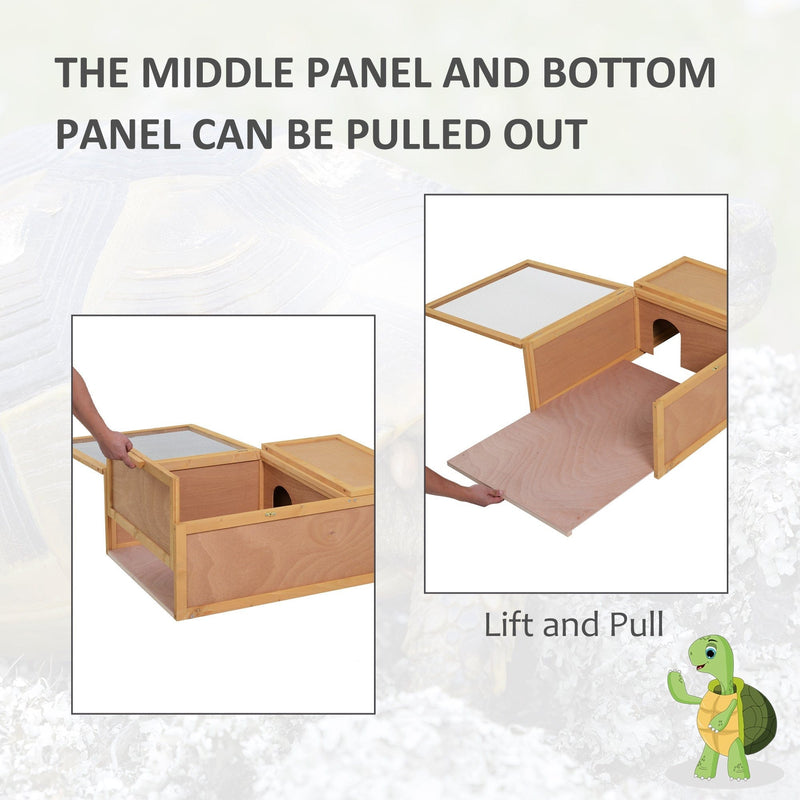 94cm Wooden Tortoise House, 2-Room Enclosure