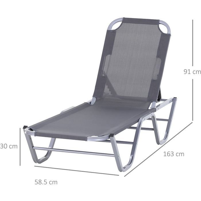 Sun Lounger Relaxer, 5-Position Backrest, Lightweight