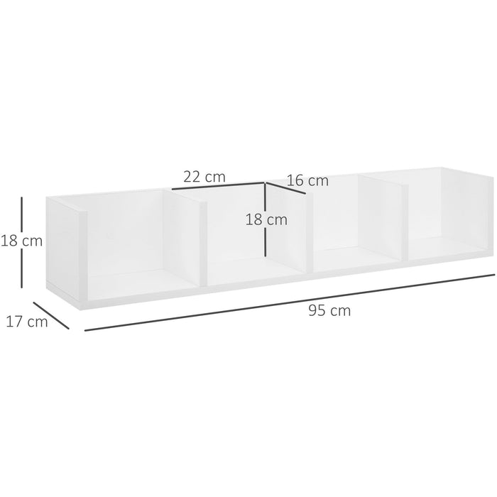 Cube Wall Shelves, 95L x 17W x 18H cm