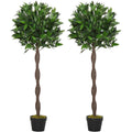 Set of 2 Topiary Bay Laurel Ball Trees, Indoor/Outdoor Homcom