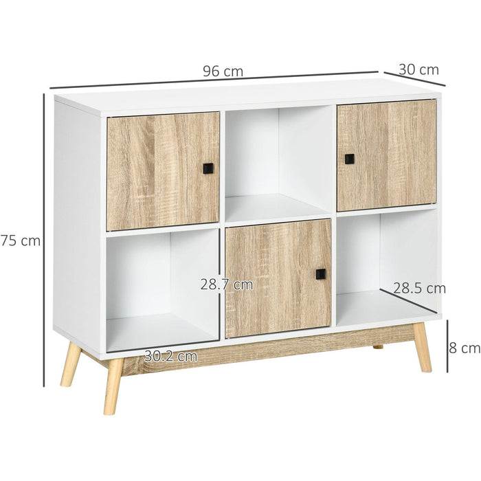 Six Cube Storage Unit, Freestanding Bookcase, W96xD30xH75 cm