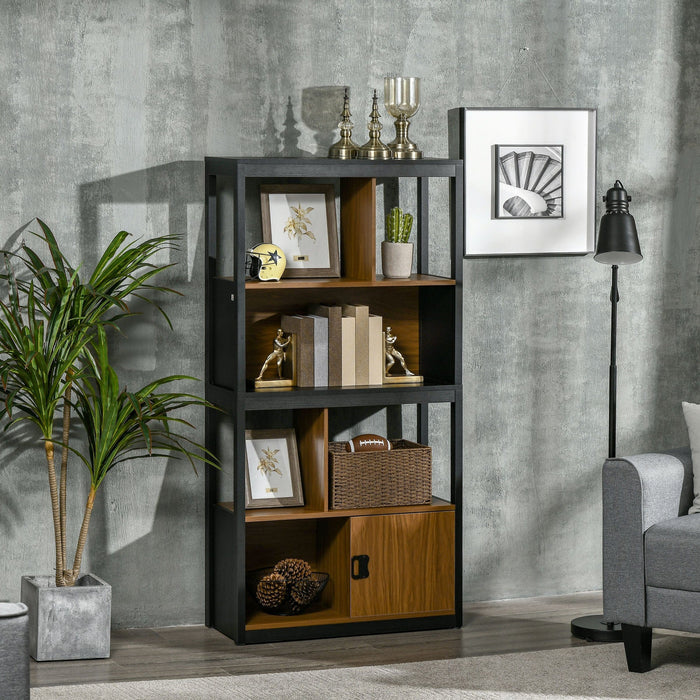 4-Tier Bookshelf, Storage & Cabinet, Walnut