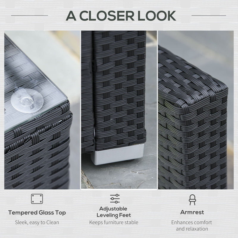 4 Seater Outdoor Rattan Sofa Set with Coffee Table, Cushions