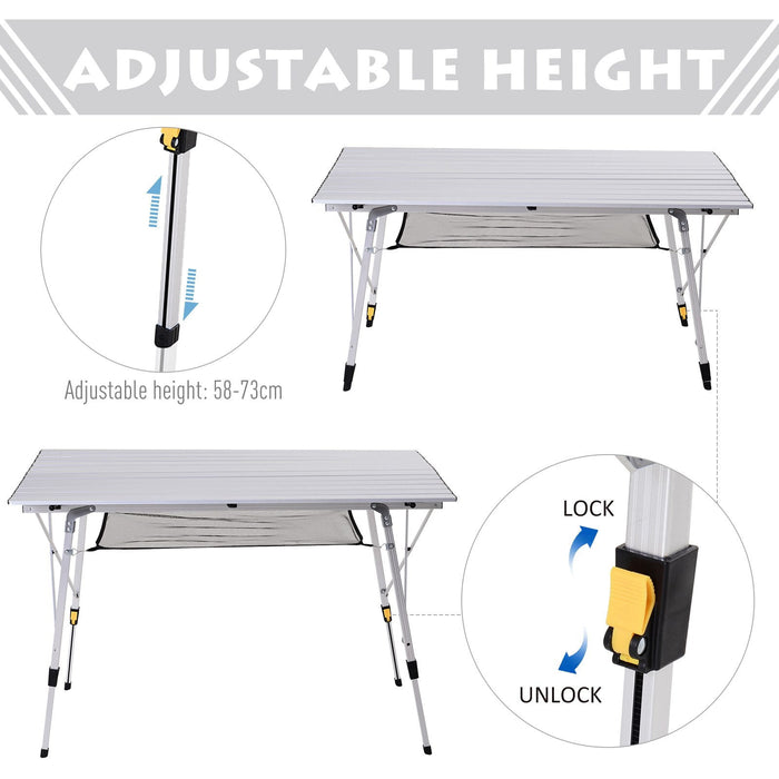 4FT Folding Picnic Table With Height Adjustable Legs