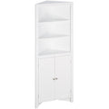 kleankin Triangle Bathroom Cabinet, Corner Bathroom Storage Unit with Cupboard and 3-Tier Shelves, Free Standing, White Kleankin
