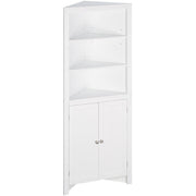 kleankin Triangle Bathroom Cabinet, Corner Bathroom Storage Unit with Cupboard and 3-Tier Shelves, Free Standing, White Kleankin