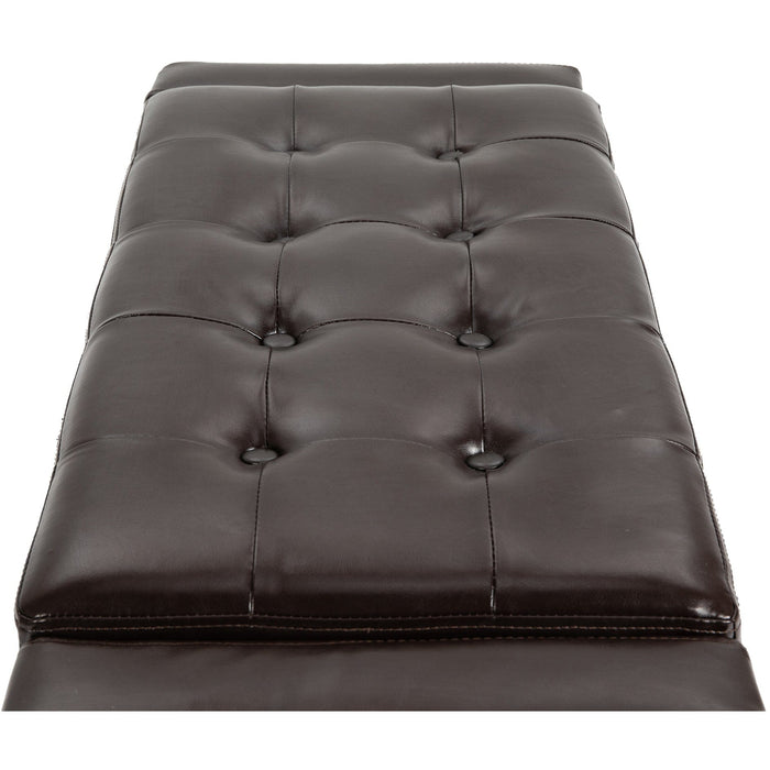 Brown Leather Storage Ottoman, 92x40x40 cm
