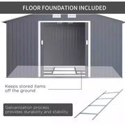 Diagram of the included steel foundation frame that keeps stored items off the ground