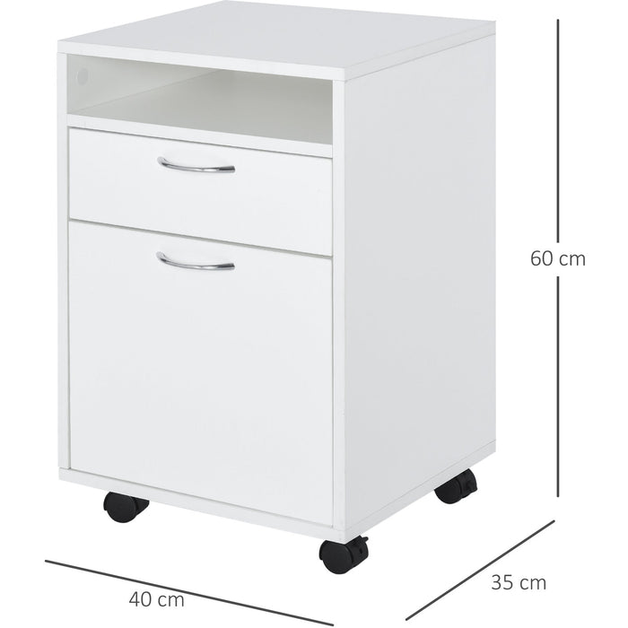 White 60cm Storage Cabinet on Wheels