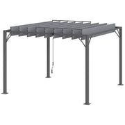 3x3 Metal Pergola With Louvered Roof, Grey Outsunny