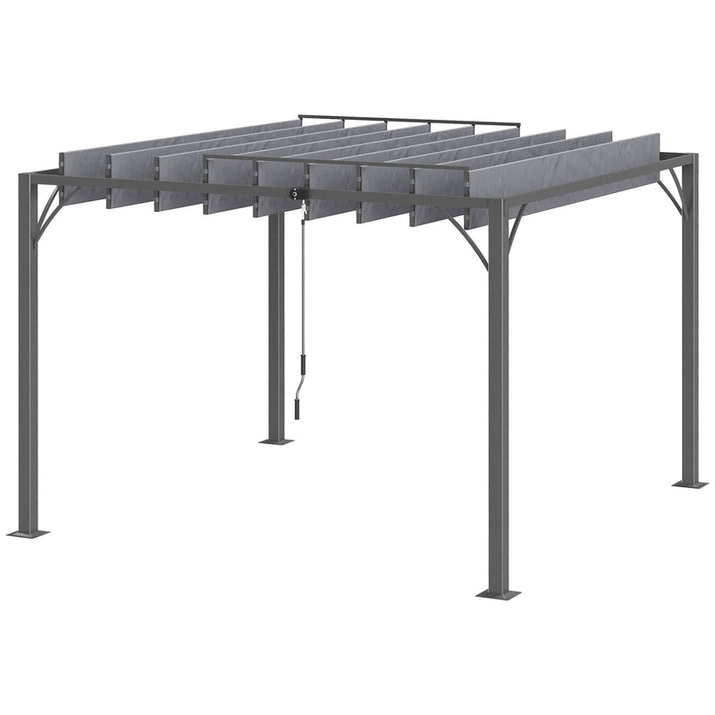 3x3 Metal Pergola With Louvered Roof, Grey Outsunny