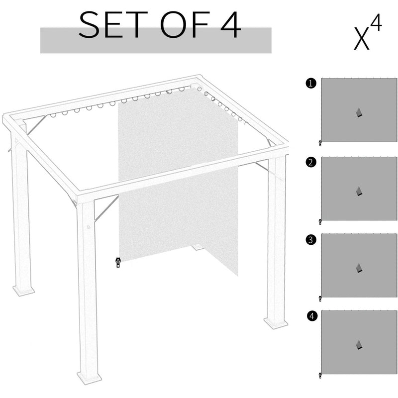 Sides For Gazebo, 4 Panels, Fits Most 3x3m Gazebos, Grey Outsunny