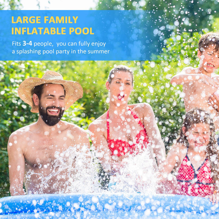 Blue Inflatable Family Pool with Pump, 274cm x 76cm