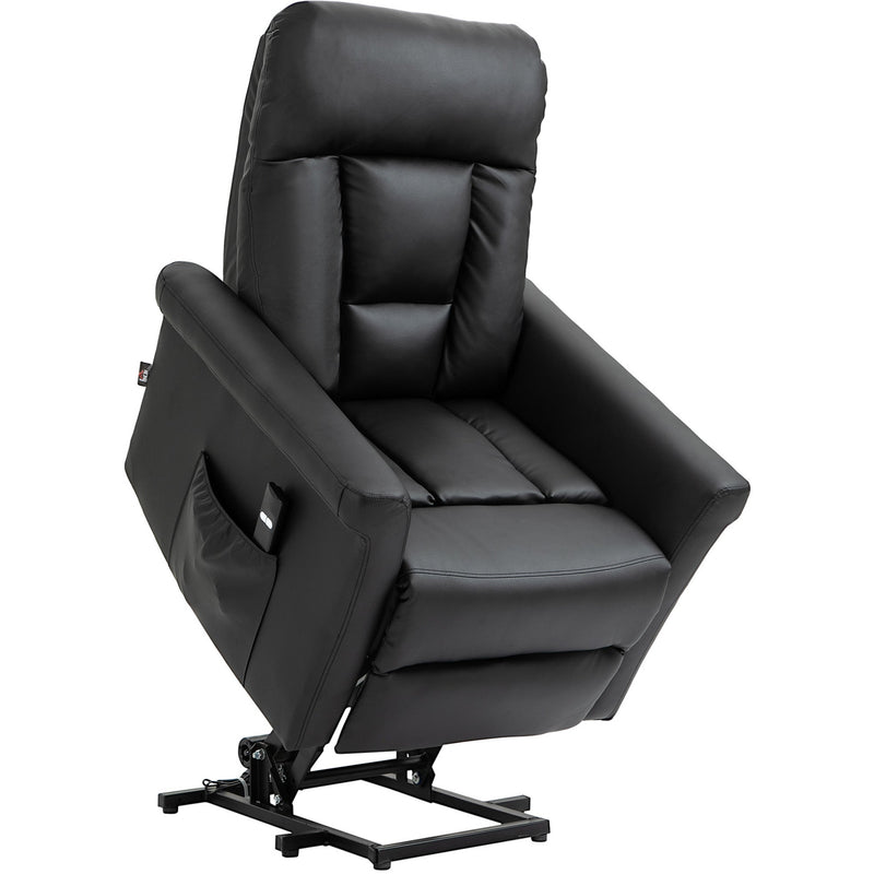 Power Lift Chair for Elderly, Black PU Leather