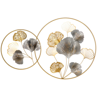 3D Ginkgo Leaves Metal Wall Art: Gold Homcom