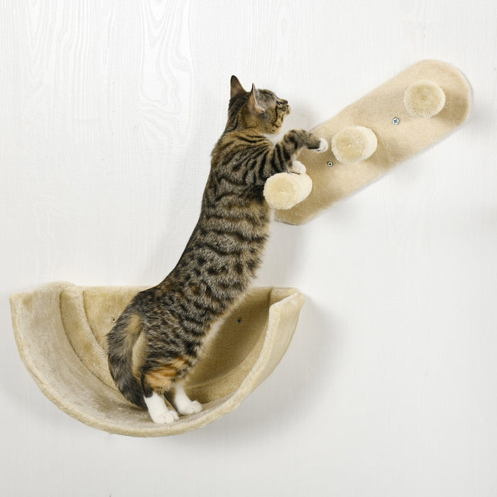 4PC Cat Climbing Set: Hammock & Nest, Beige