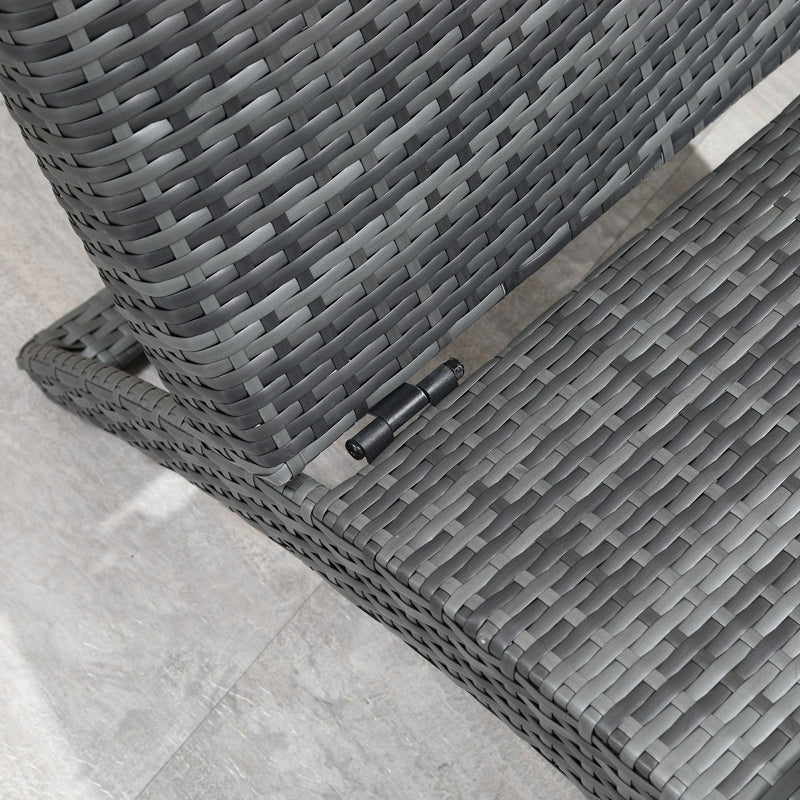 Curved Rattan Sun Lounger Outsunny