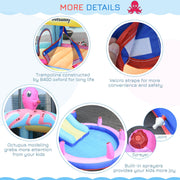Inflatable Bouncy Castle with Slide and Pool for Fast Outdoor Play Blue Pink Outsunny