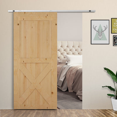 6FT/1860mm Modern Sliding Barn Door Hardware Kit Homcom