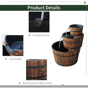 Wooden Water Pump Fountain, Cascading Garden Feature Outsunny