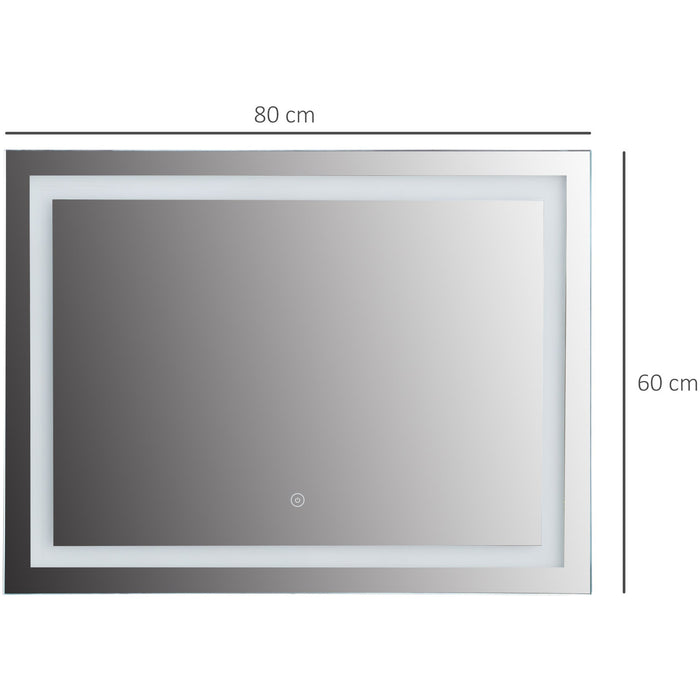 LED Wall Mounted Bathroom Mirror With Touch Switch (80x60cm)