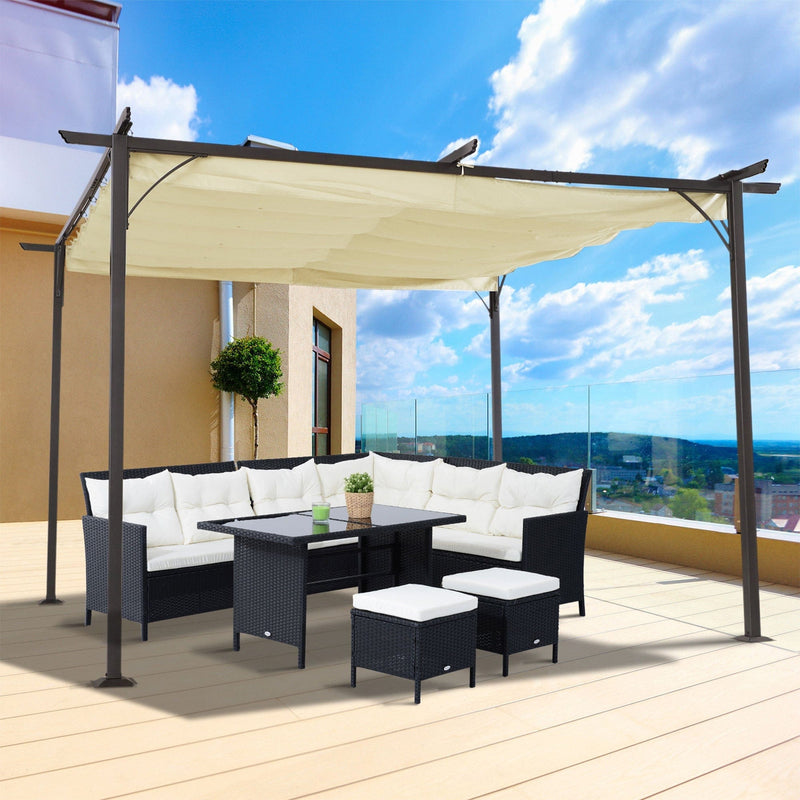 3.5x3.5m Metal Garden Pergola With Retractable Roof