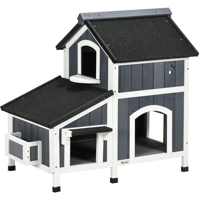 PawHut Outdoor Cat House, Grey