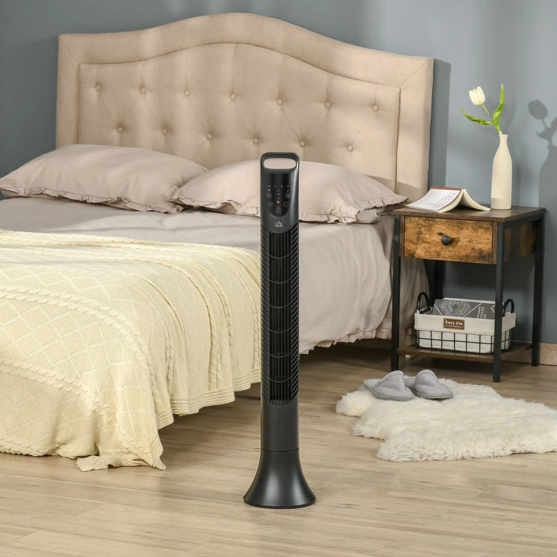 36" Tower Fan with Remote, 3 Speed, Oscillation, 7.5h Timer Homcom