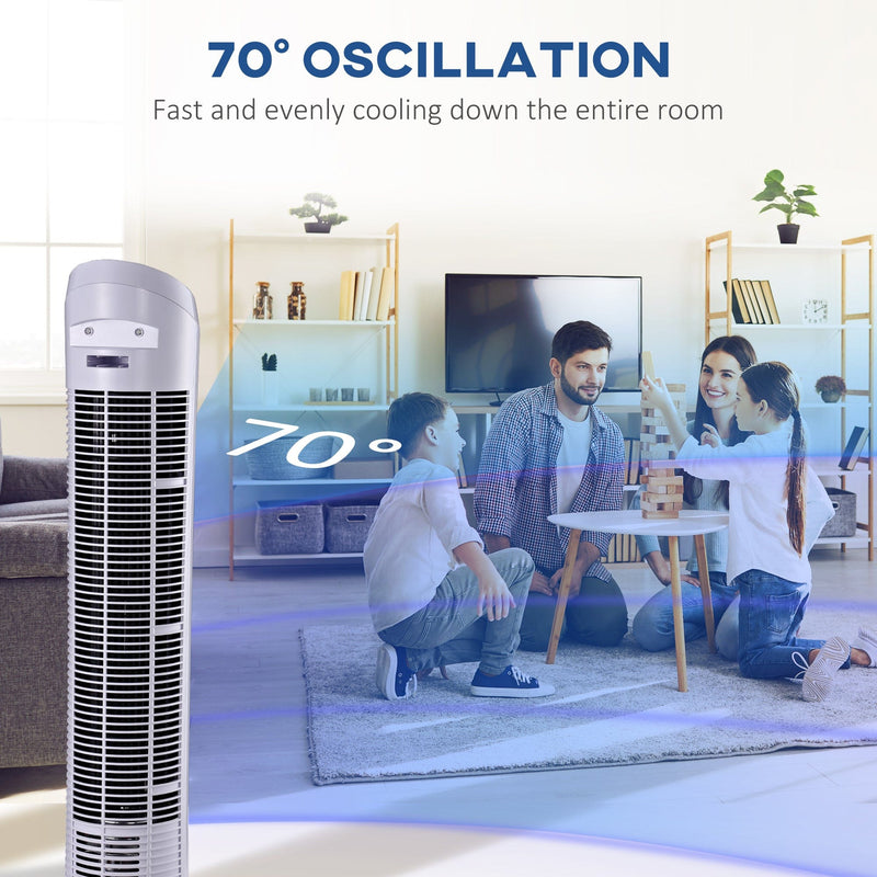 White 30" Oscillating Tower Fan: 3 Speeds, Ultra Slim Homcom