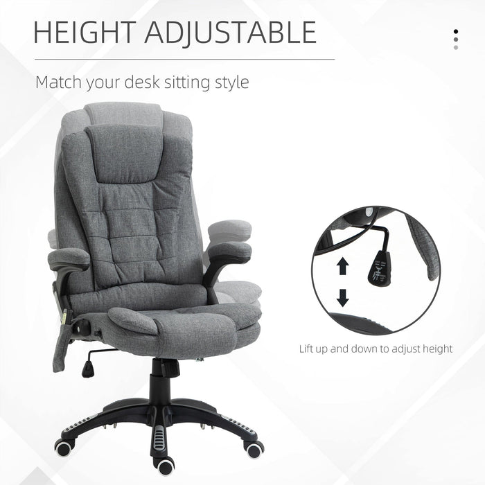 Heated Massaging Recliner Chair - Grey Linen Feel Fabric