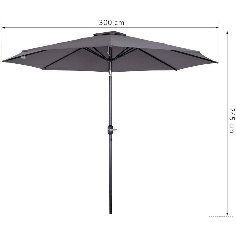 3m Tilting Garden Parasol with Crank Handle Outsunny