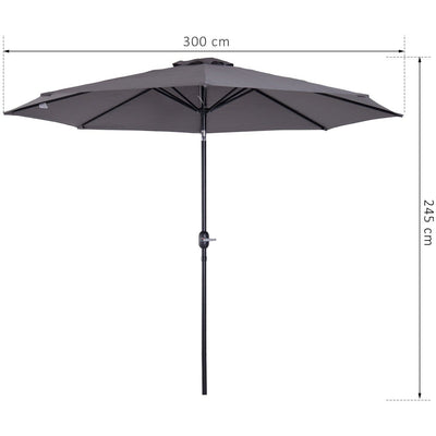 3m Tilting Garden Parasol with Crank Handle Outsunny
