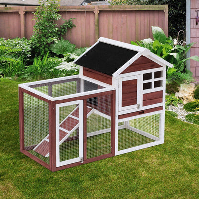 Wooden Rabbit Hutch with Run Pawhut