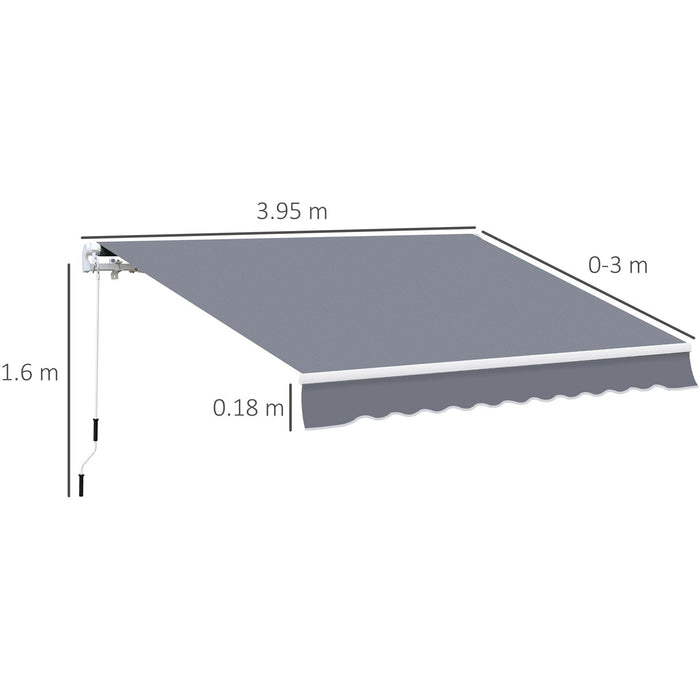 Manual Patio Awning - 4 x 3m Aluminium Retractable Sun Shade