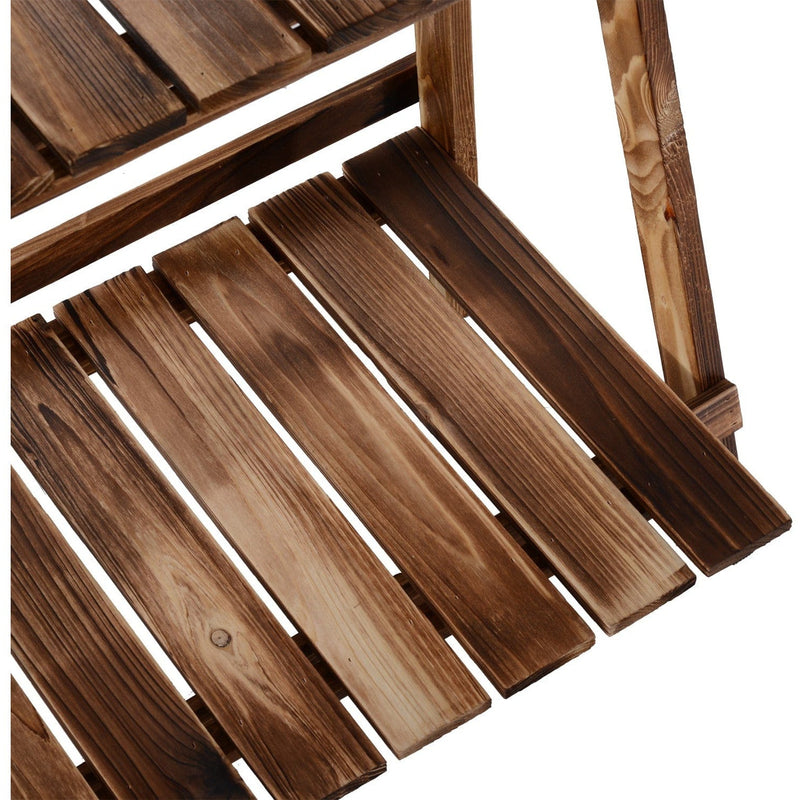 3 Tier Folding Wooden Garden Plant Stand, L60xW37xH93cm Homcom