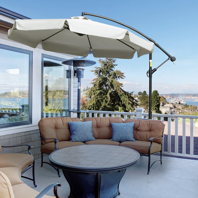 2.7m Cantilever Parasol With Cross Base - Crank Handle